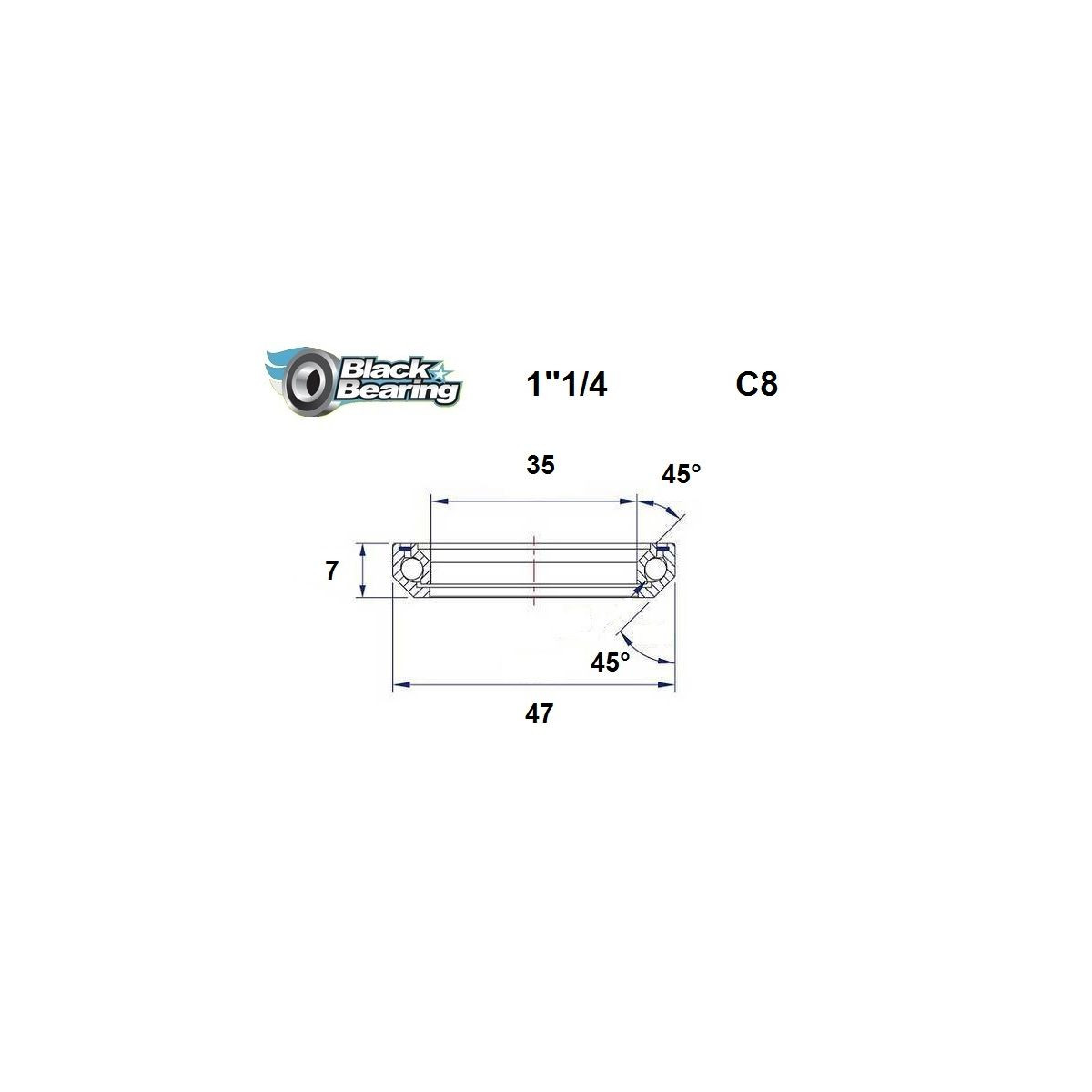 BLACKBEARING rodamiento juego de dirección 35 x 47 x 7mm - 45/45° - blackbearing