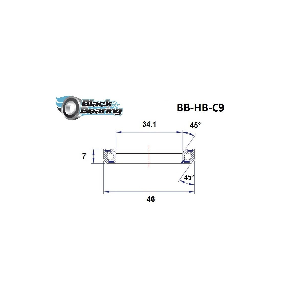 Rolamento da caixa de direção BLACKBEARING 34,1 x 46 x 7mm - 45/45° - blackbearing