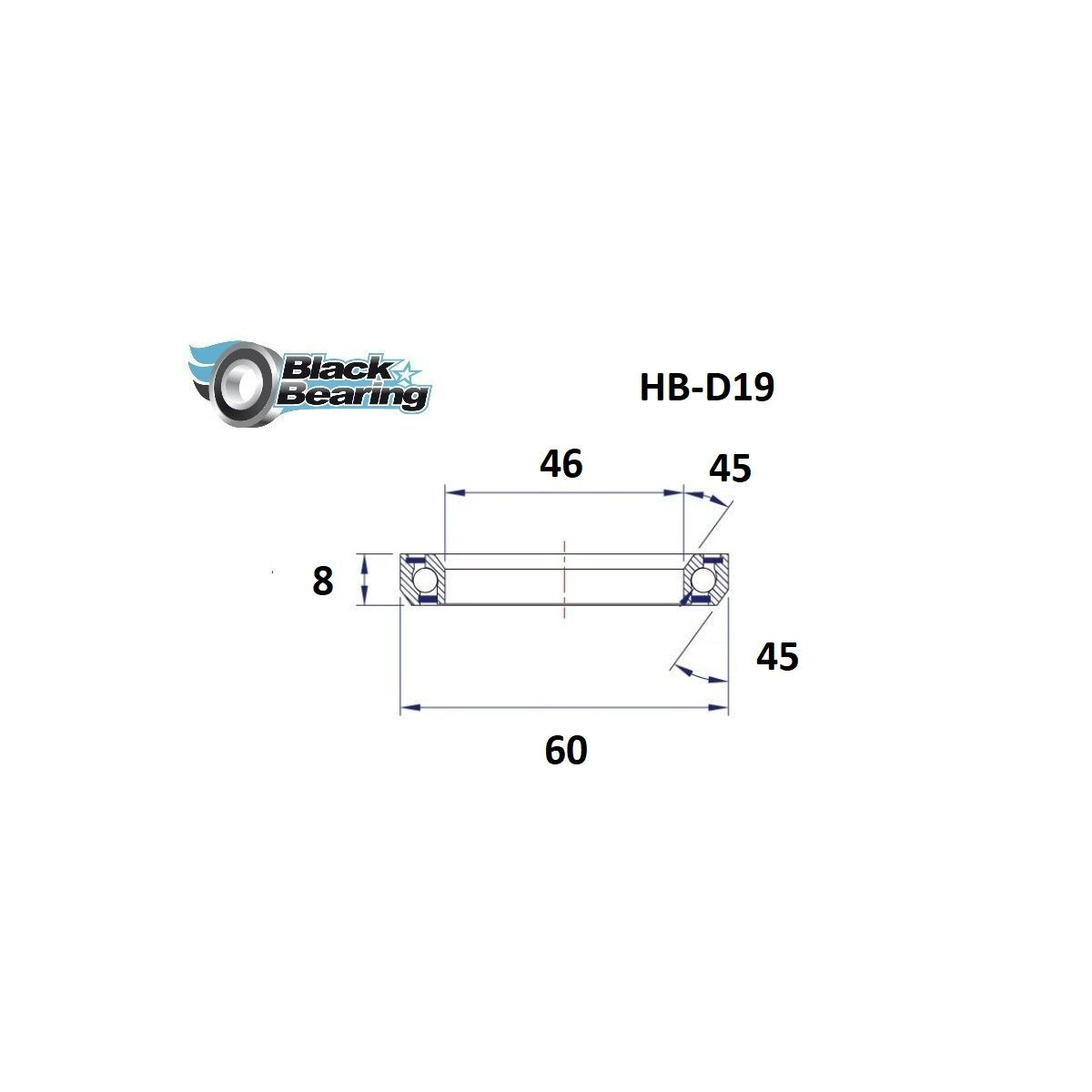 BLACKBEARING 46 x 60 x 8mm - Rolamento de direção 45/45