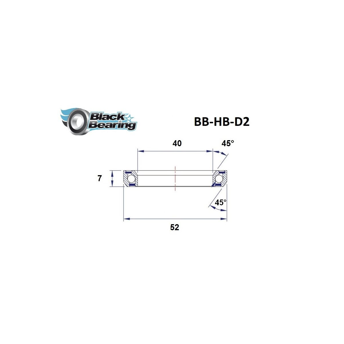 Cojinete de dirección BLACKBEARING 40 x 52 x 7mm - 45/45