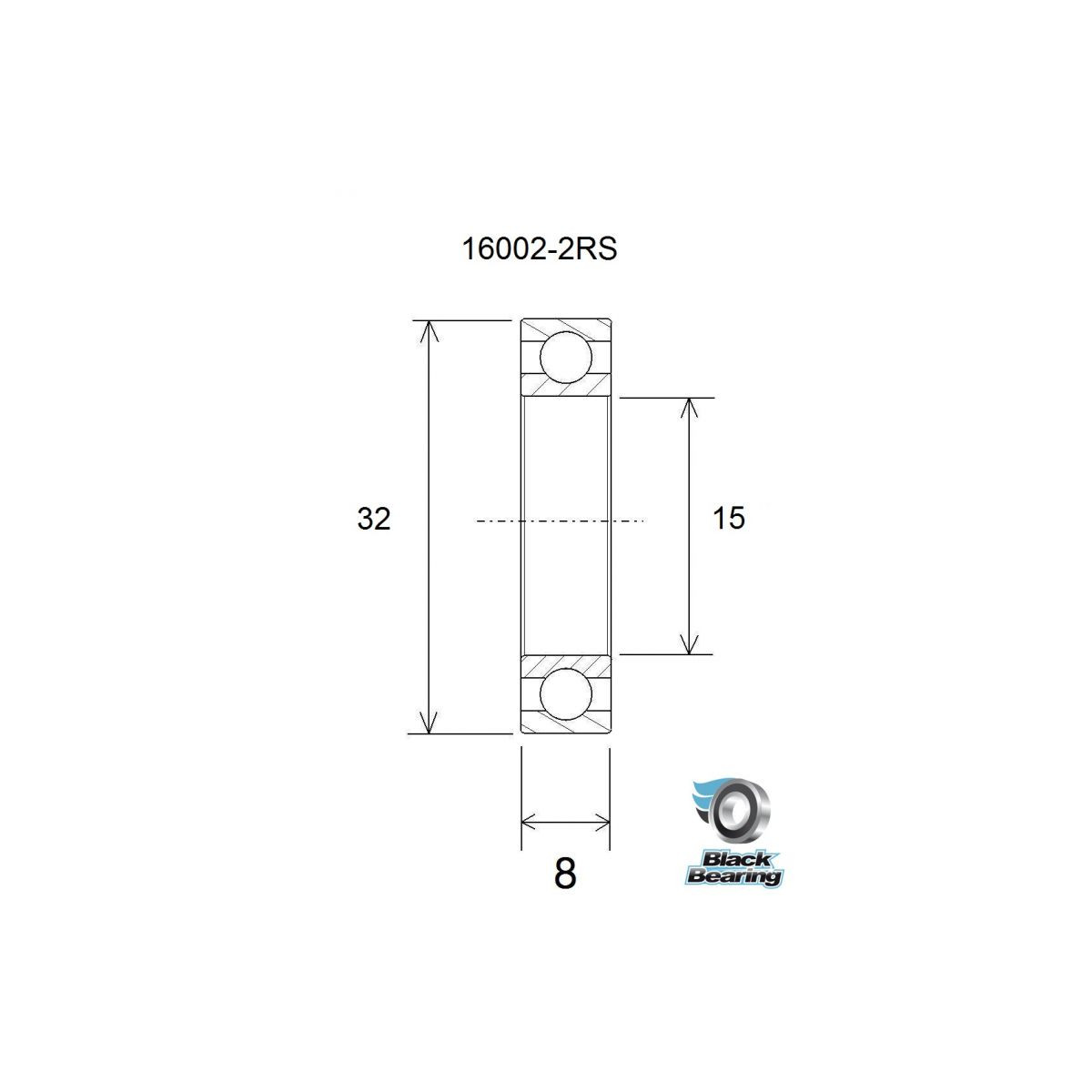 BLACKBEARING 15 x 32 x 8mm Rodamiento B3