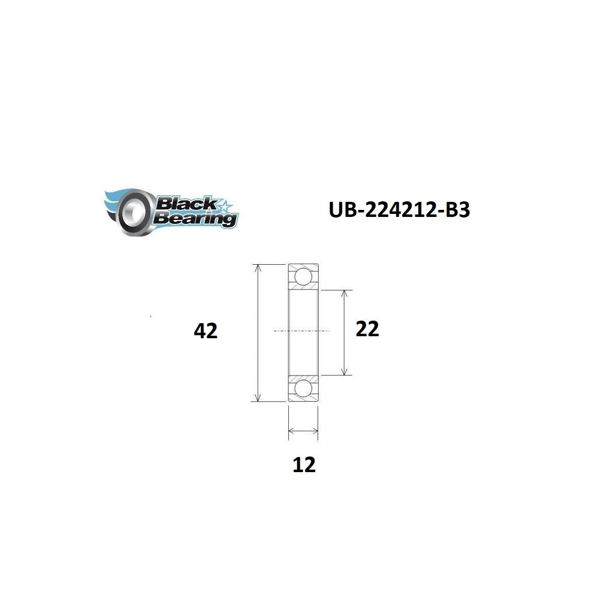 BLACKBEARING 22 x 42 x 12mm Rodamiento B3
