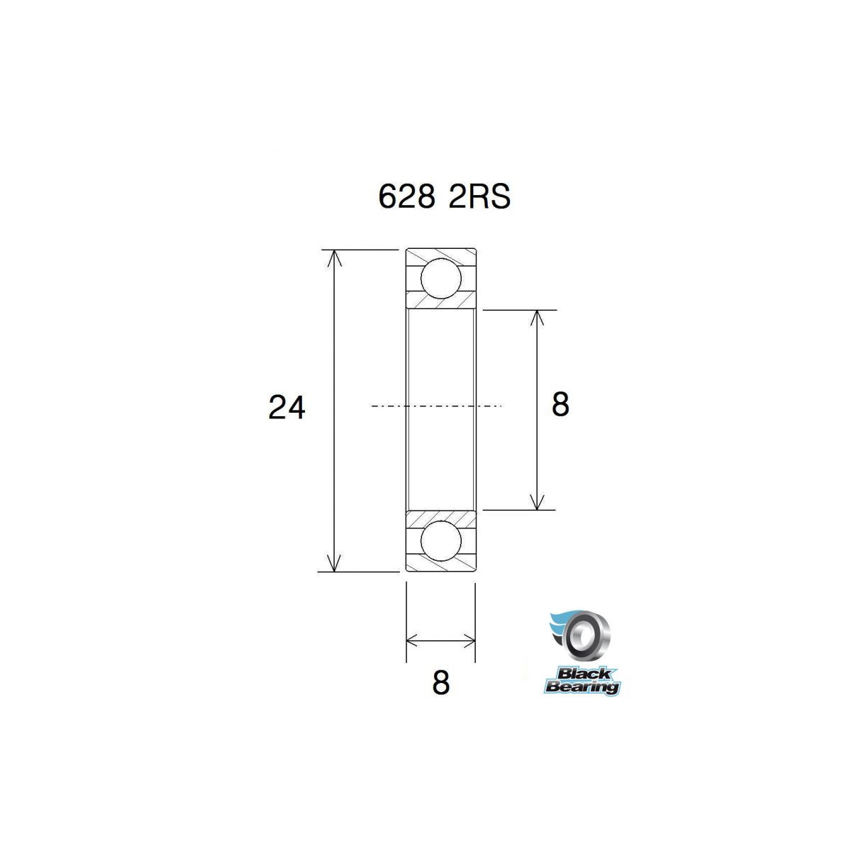 BLACKBEARING 8 x 24 x 8mm Rodamiento B5