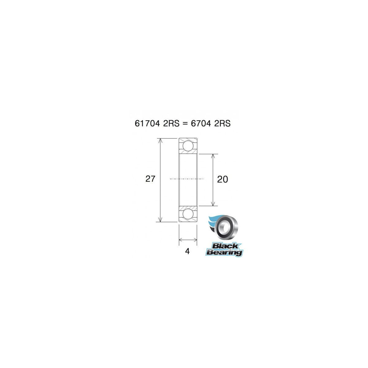 BLACKBEARING 20 x 27 x 4mm Rodamiento B3