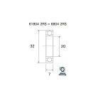 Rolamento de aço inoxidável BLACKBEARING 20 x 32 x 7mm B3S