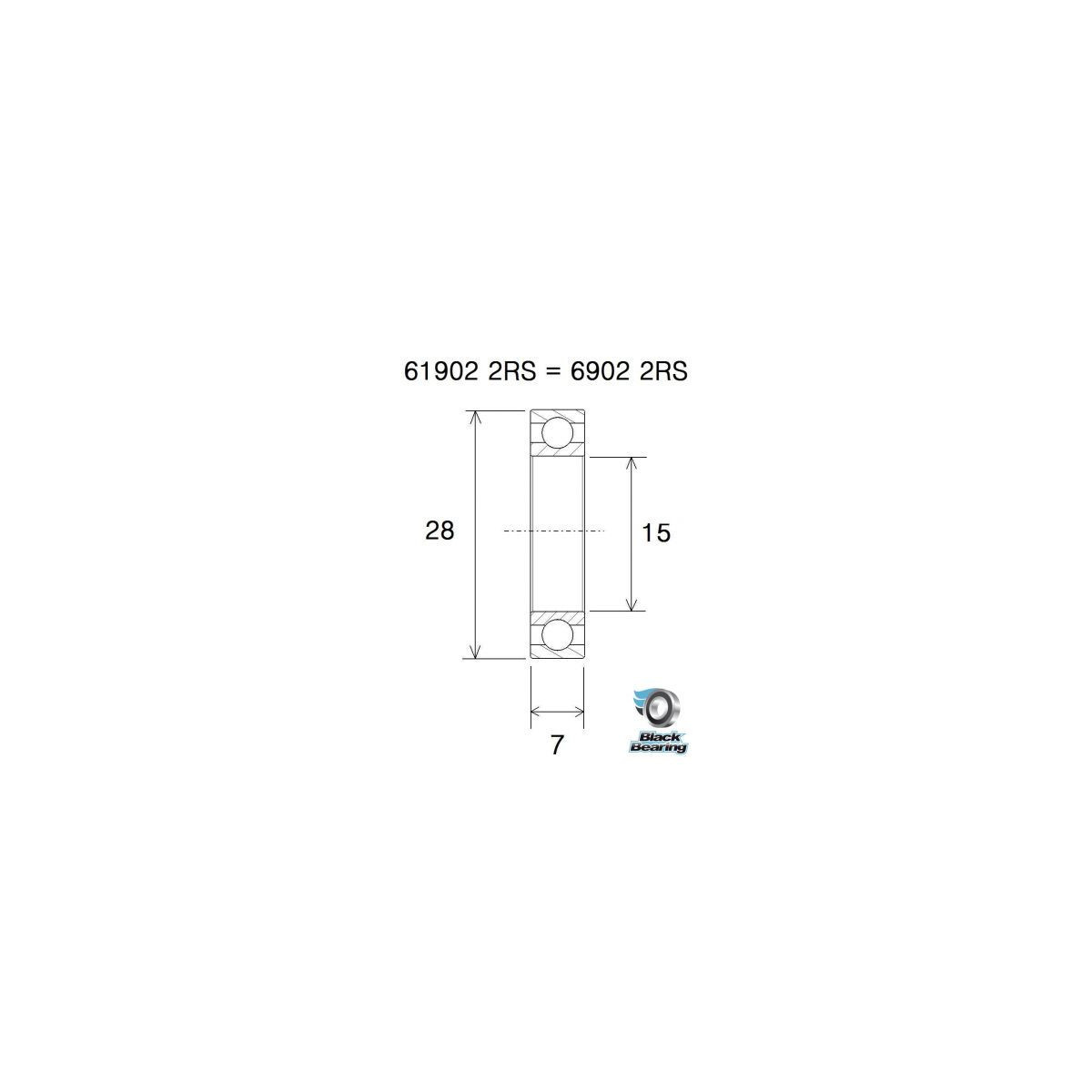 Rolamento de aço inoxidável BLACKBEARING 15 x 28 x 7mm B3S