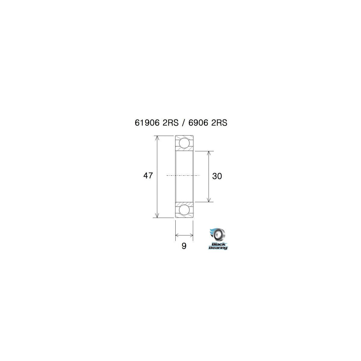 BLACKBEARING 30 x 47 x 9mm Rodamiento B3