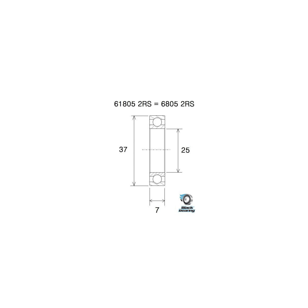 BLACKBEARING 25 x 37 x 7mm Rolamento B3