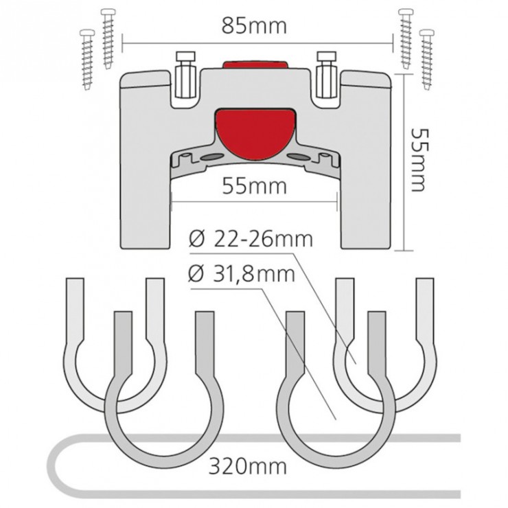 Fixation pour cintre OS/22-26 + 2colliers 