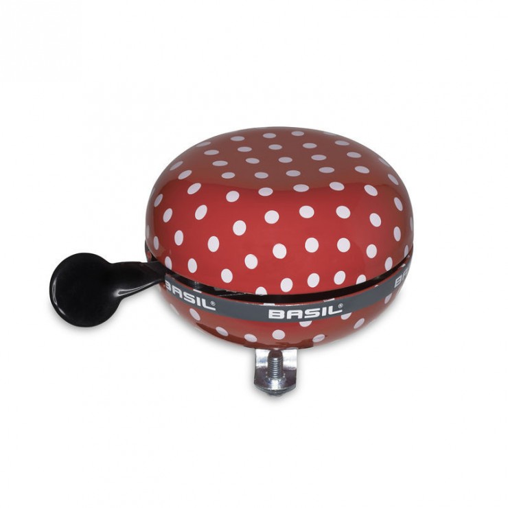 BASIL BIG BELL POLKADOT, sonnette, 80mm, rouge/pois blancs