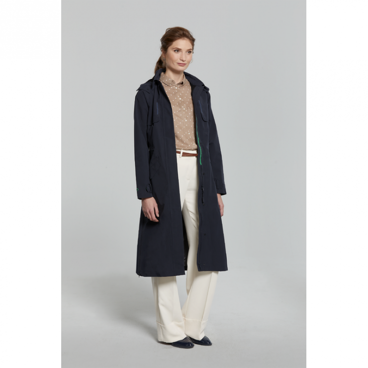 Basil Mosse veste de pluie femmes trench-coat, Bleu nuit M