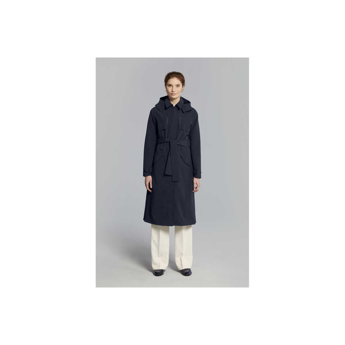 Basil Mosse veste de pluie femmes trench-coat, Bleu nuit XL