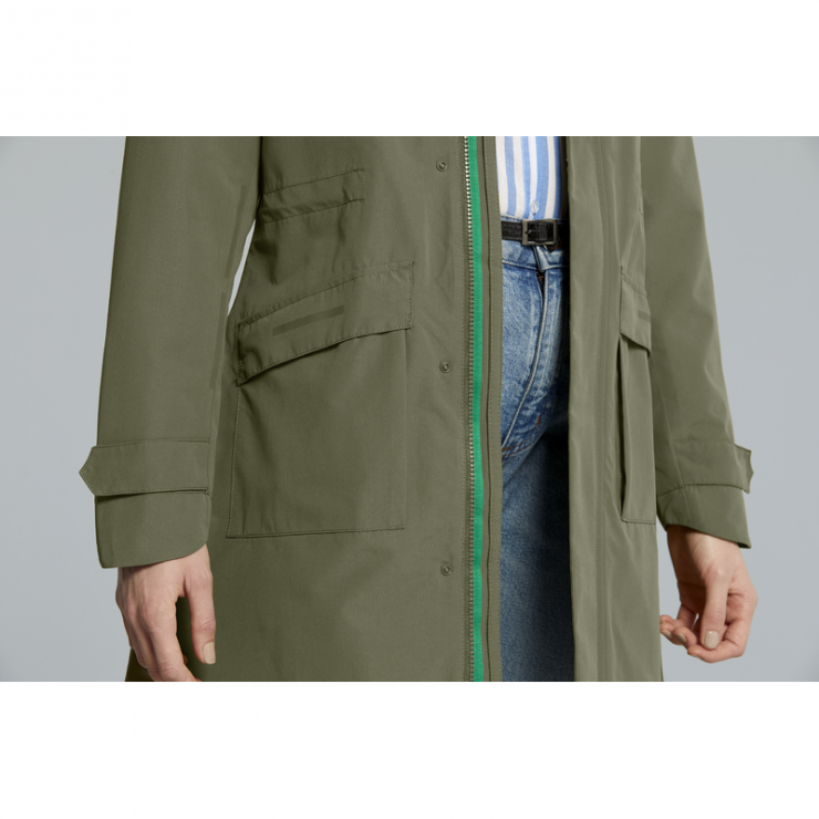 Basil Mosse veste de pluie Parka femmes, Vert olive M